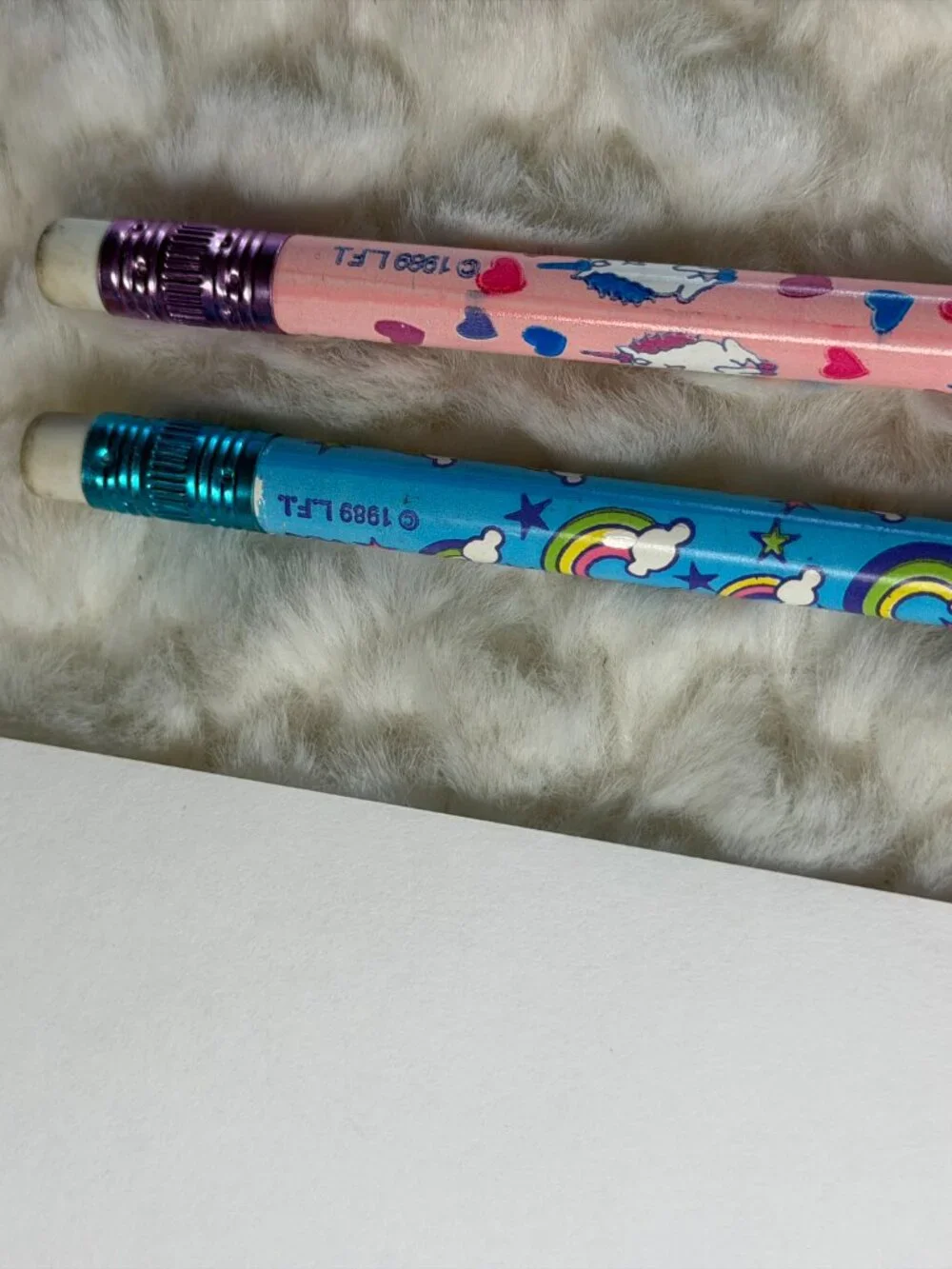 Vintage Lisa Frank Unicorn & Rainbows Stationary Paper and Pencils, unsharpened
